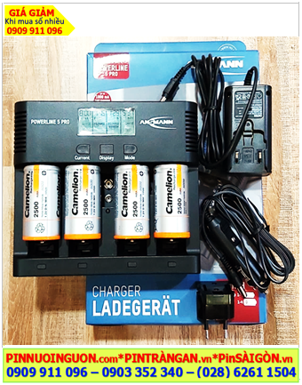 Powerline 5Pro _Bộ sạc Pin Powerline 5Pro kèm 4 pin sạc D Camelion NH-D2500BP2 (D2500mAh 1.2v)